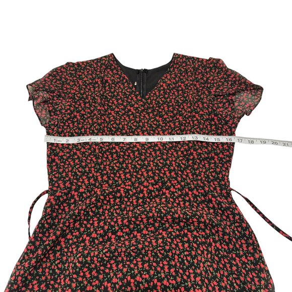 Patterned Dress Women's V-Neck Short Sleeve Knee Length Dress Size L - Picture 5 of 8